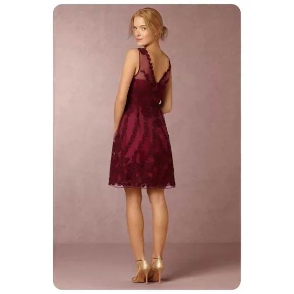 !! Anthropologie Yoana Baraschi Black Cherry Ersalina Sleeveless Lace Dress - Picture 2 of 8